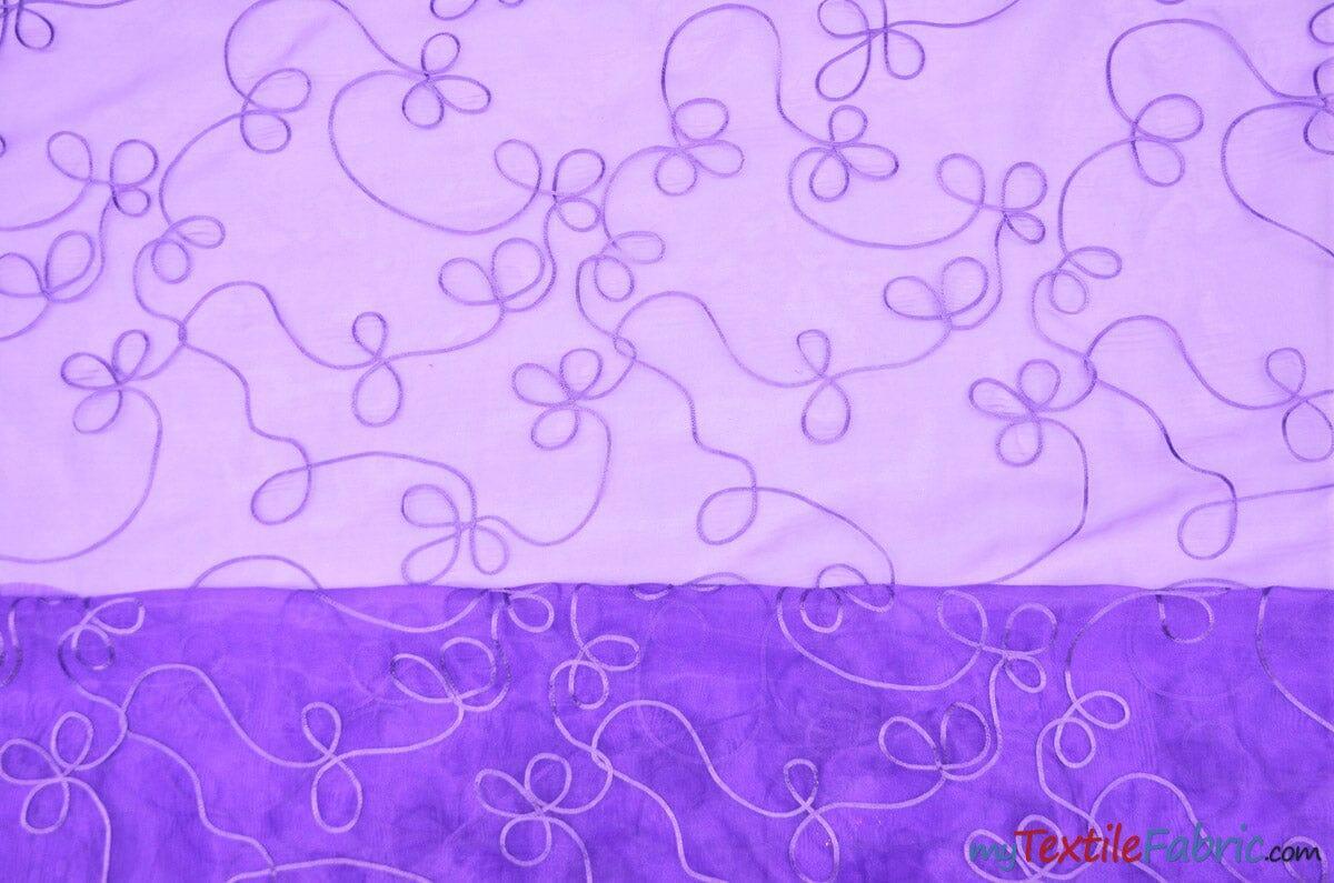 Fantasia Sheer Organza Embroidery Fabric - Embroidered Floral Sheer, 54" Width, Multiple Colors (1 Yard)