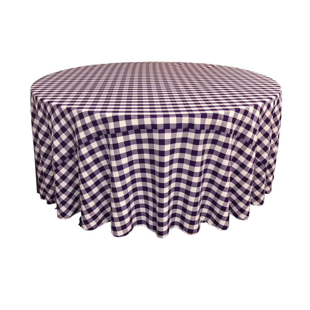 Purple Polyester Checkered Round 108″