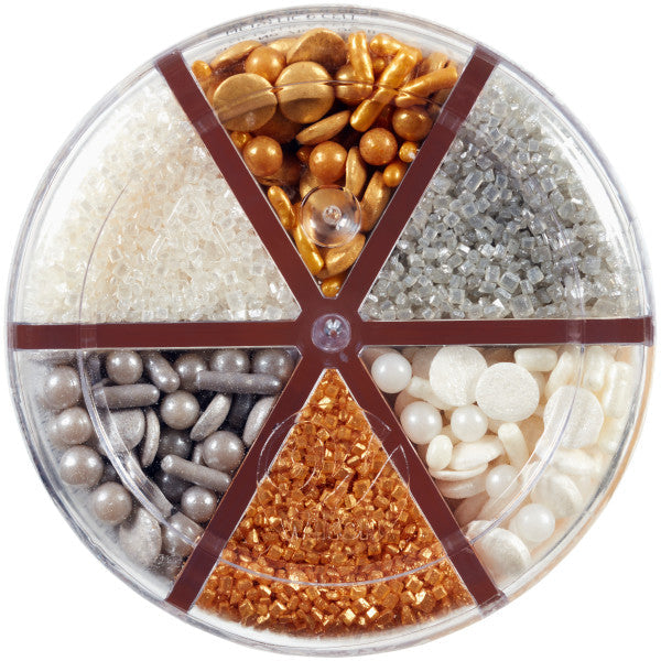 Wilton 6-Cell Metallic Sprinkles Mix with Turning Lid, 7.09 oz.