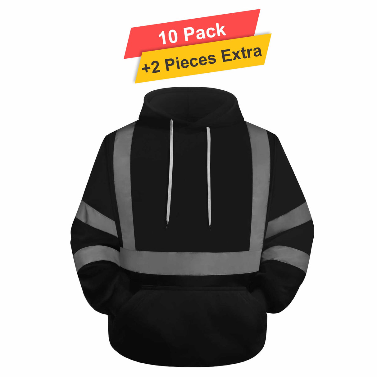 Fullzip Reflective Fleece Hoodie - 10 Pack - 7.62oz/yd2 - 100% Polyester