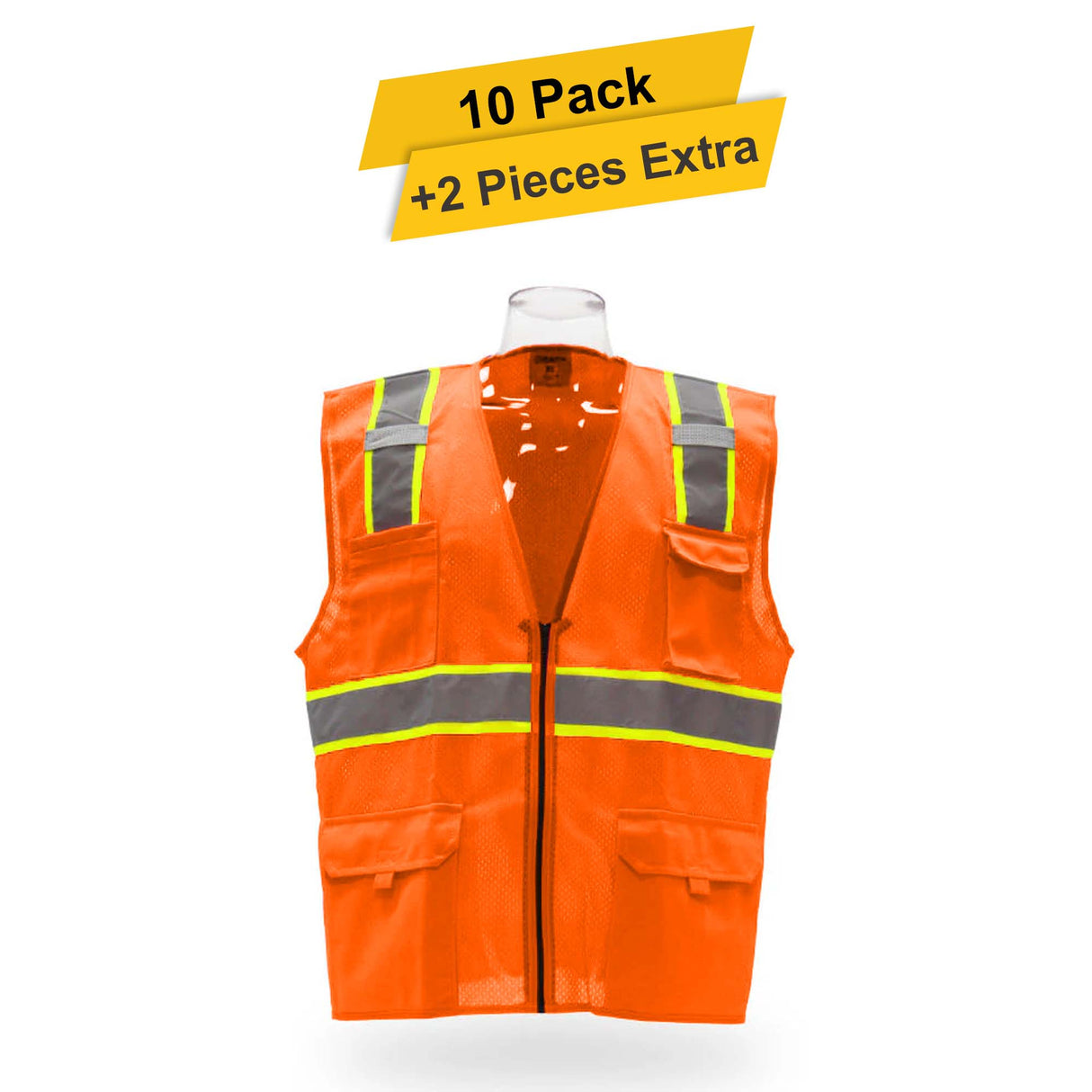 Multi pocket Safety Vest 10 Pack 100% polyester