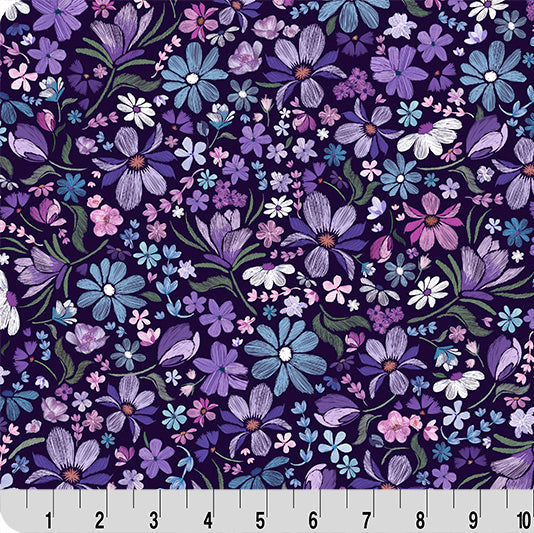 Purple Cuddle Fabric Whispering Blooms Mystical Quilting