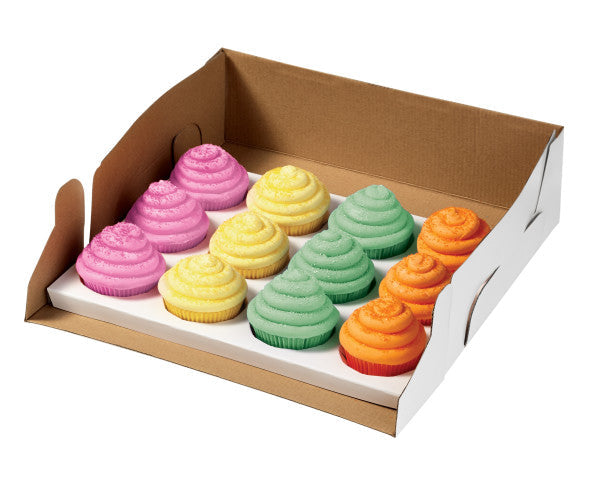 Wilton White Corrugated Cupcake Box with Window, 13 x 10 x 4-Inch, 2-Count