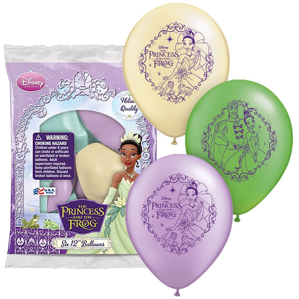 Latex Balloons Princess Tiana and the Frog 6 Pack