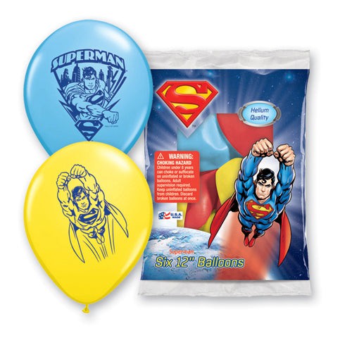 Superman Latex Balloons 12 Inch 6 Pack