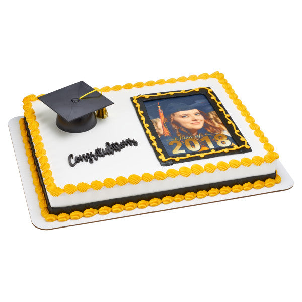 Graduation Large Black Grad Cap with Tassels Layon Cake - 12 per order