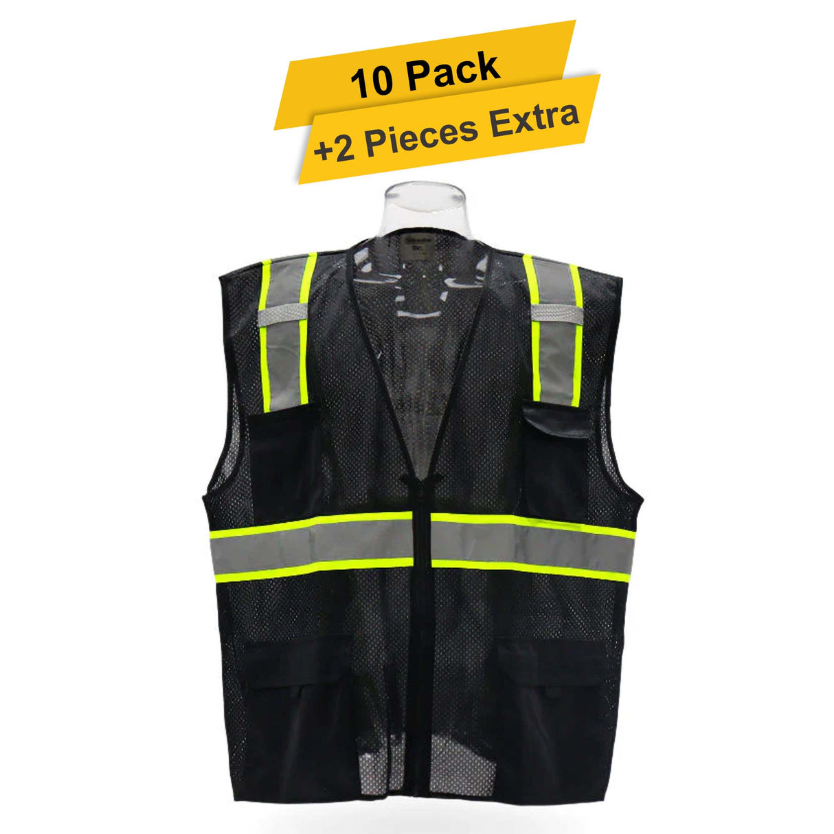 Multi pocket Safety Vest 10 Pack 100% polyester