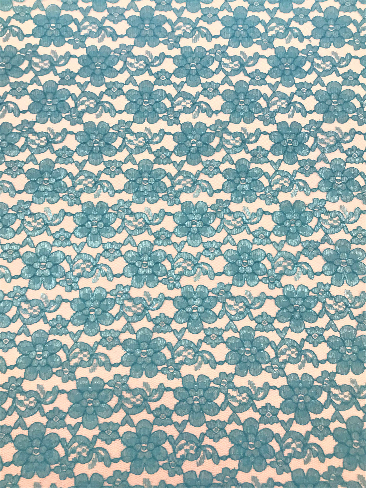 Aqua Rachelle Lace Polyester Fabric - Sheer Floral Lace, Aqua, 58/60" Wide (1 Yard)