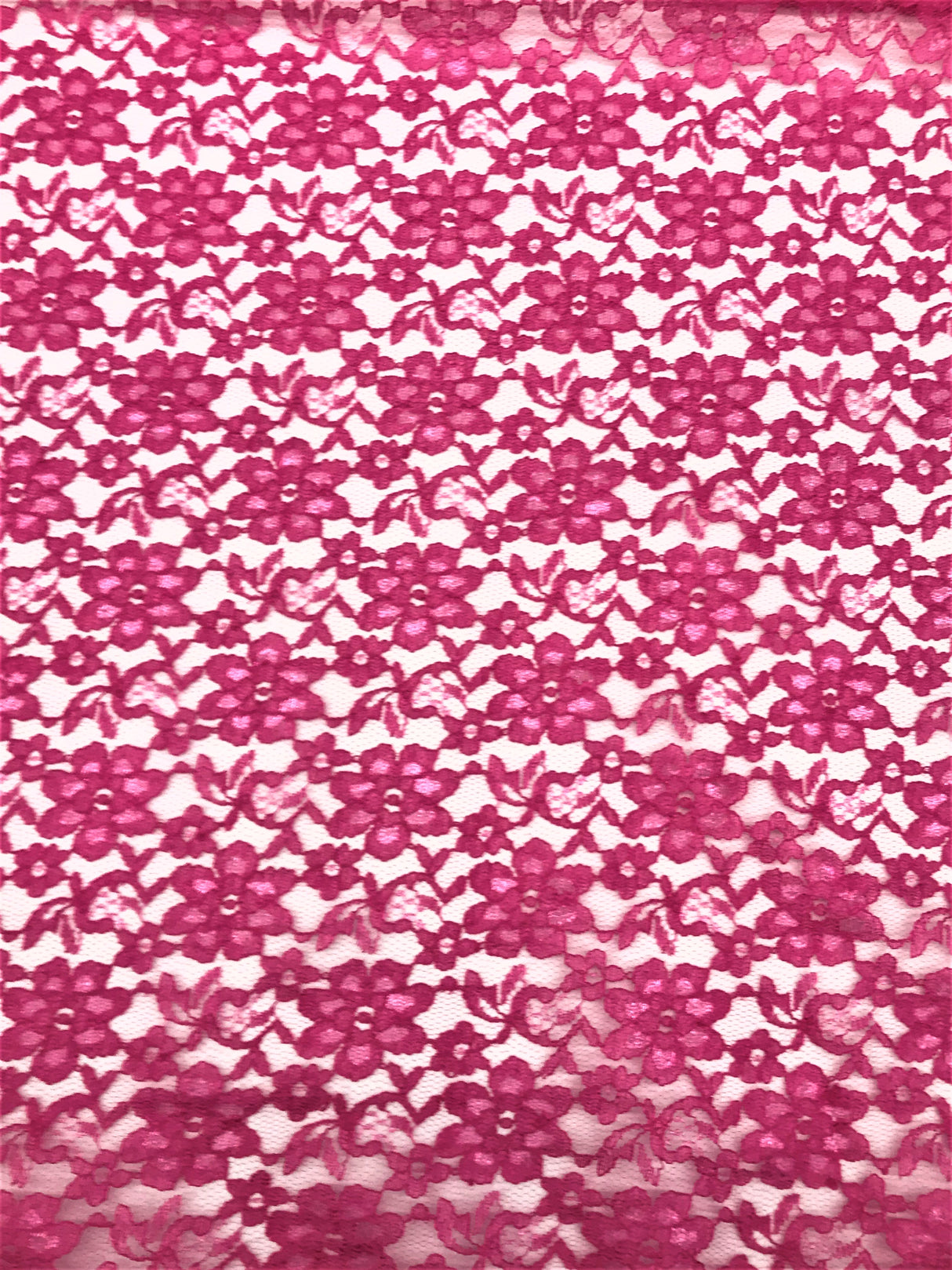 Hot Pink Rachelle Lace Polyester Fabric - Sheer Floral Lace, Hot Pink, 58/60" Wide