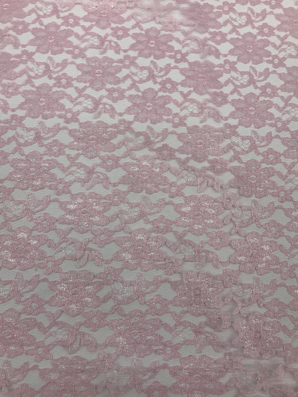 Pink Rachelle Lace Polyester Fabric - Sheer Floral Lace, Pink, 58/60" Wide (1 Yard)