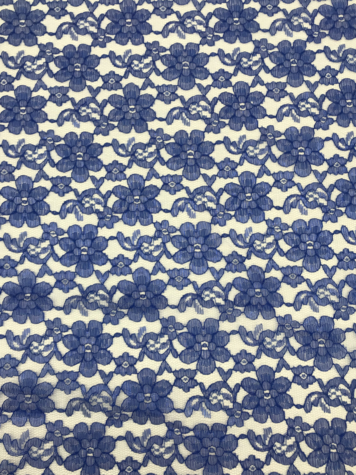 Royal Blue Rachelle Lace Polyester Fabric - Sheer Floral Lace, Royal Blue, 58/60" Wide