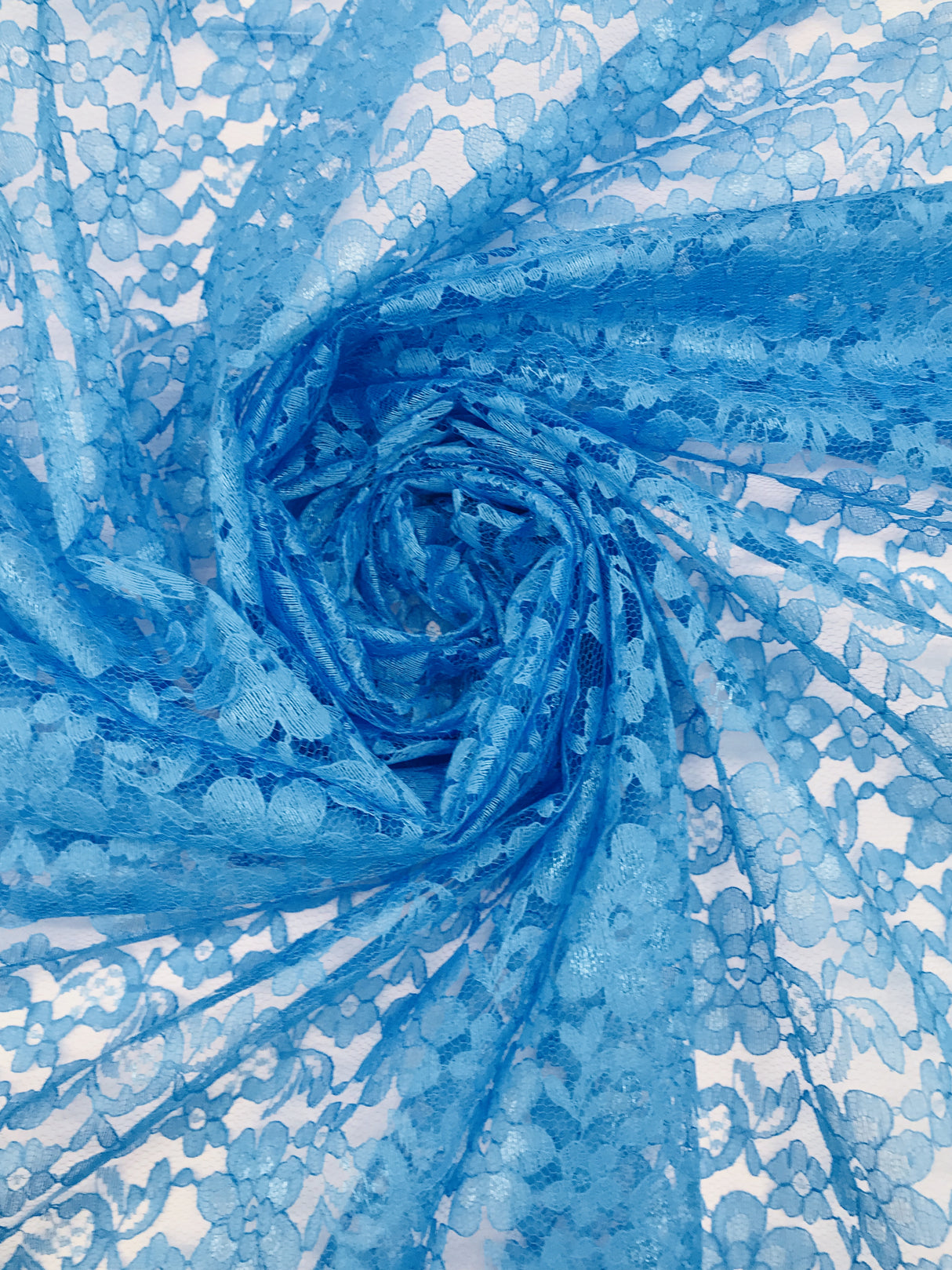 Turquoise Rachelle Lace Polyester Fabric - Sheer Floral Lace, Turquoise, 58/60" Width