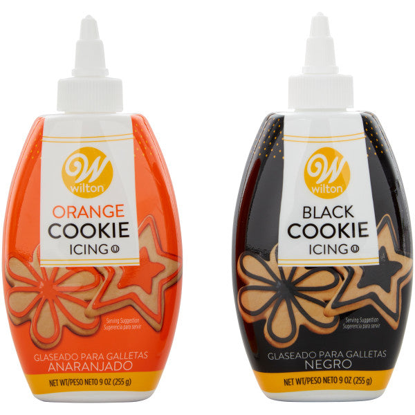 Wilton Black and Orange Halloween Cookie Icing Set – 2 Bottles, 18 oz. Total