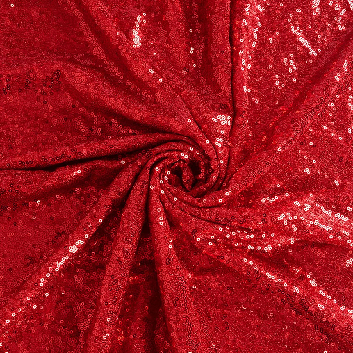 Red Sequin Glitter Embroidery Fabric - Red Sequin Pattern, 1 Yard