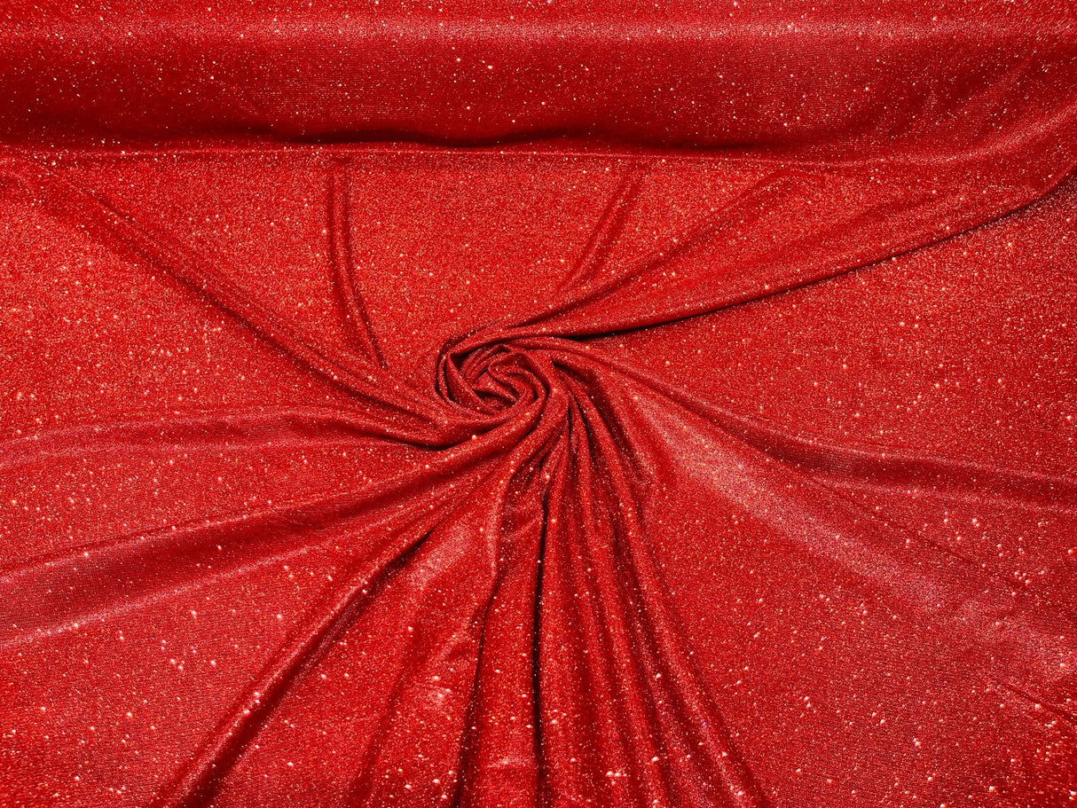 Red Moon Shadow Shimmer Glitter Fabric - Full Glitter Covered, Red, 58/60" Width (1 Yard)