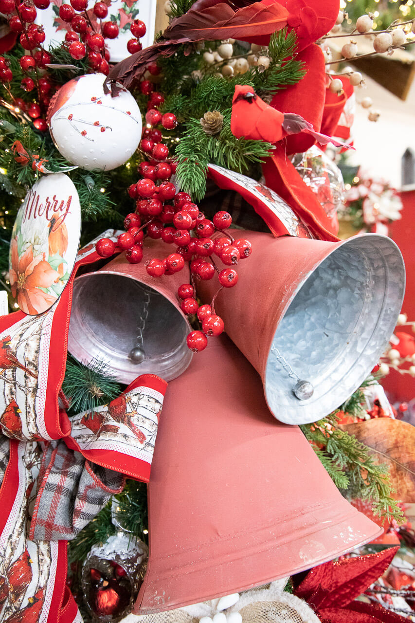 Red Tin Bells - Set of 3
