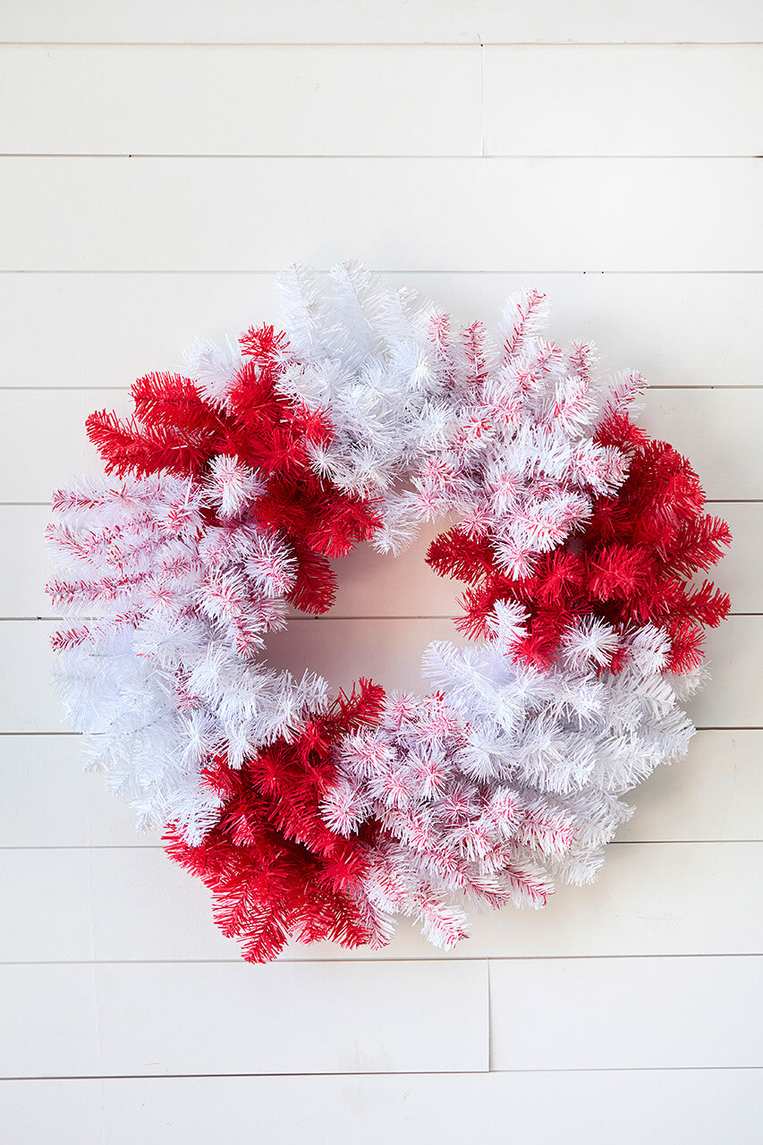 Caprico Red White Wreath 30 Inch Festive Holiday Door Decoration