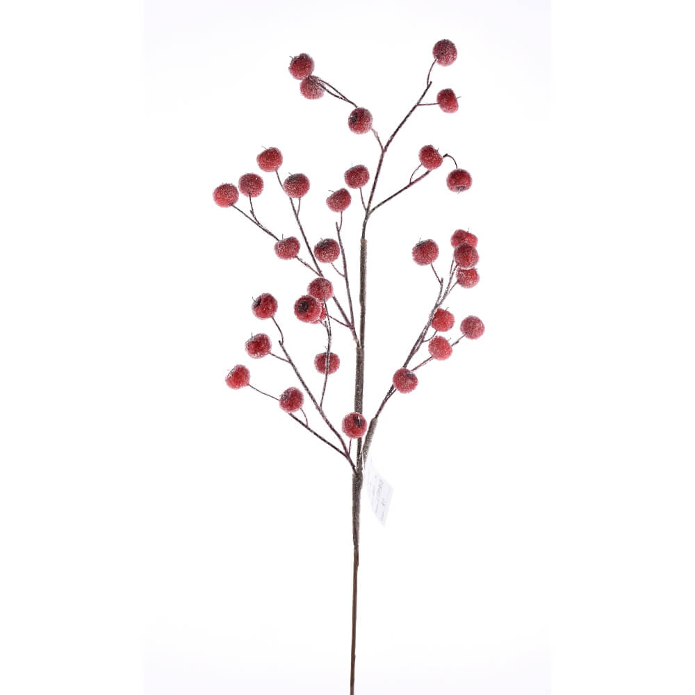 26” Beaded Crabapple Spray - Red