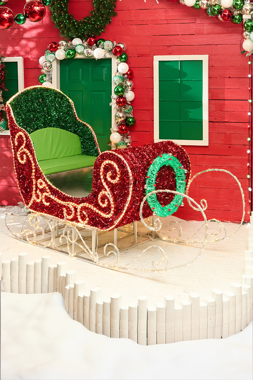 6 Ft Giant Red Christmas Sleigh Outdoor LED Holiday Display