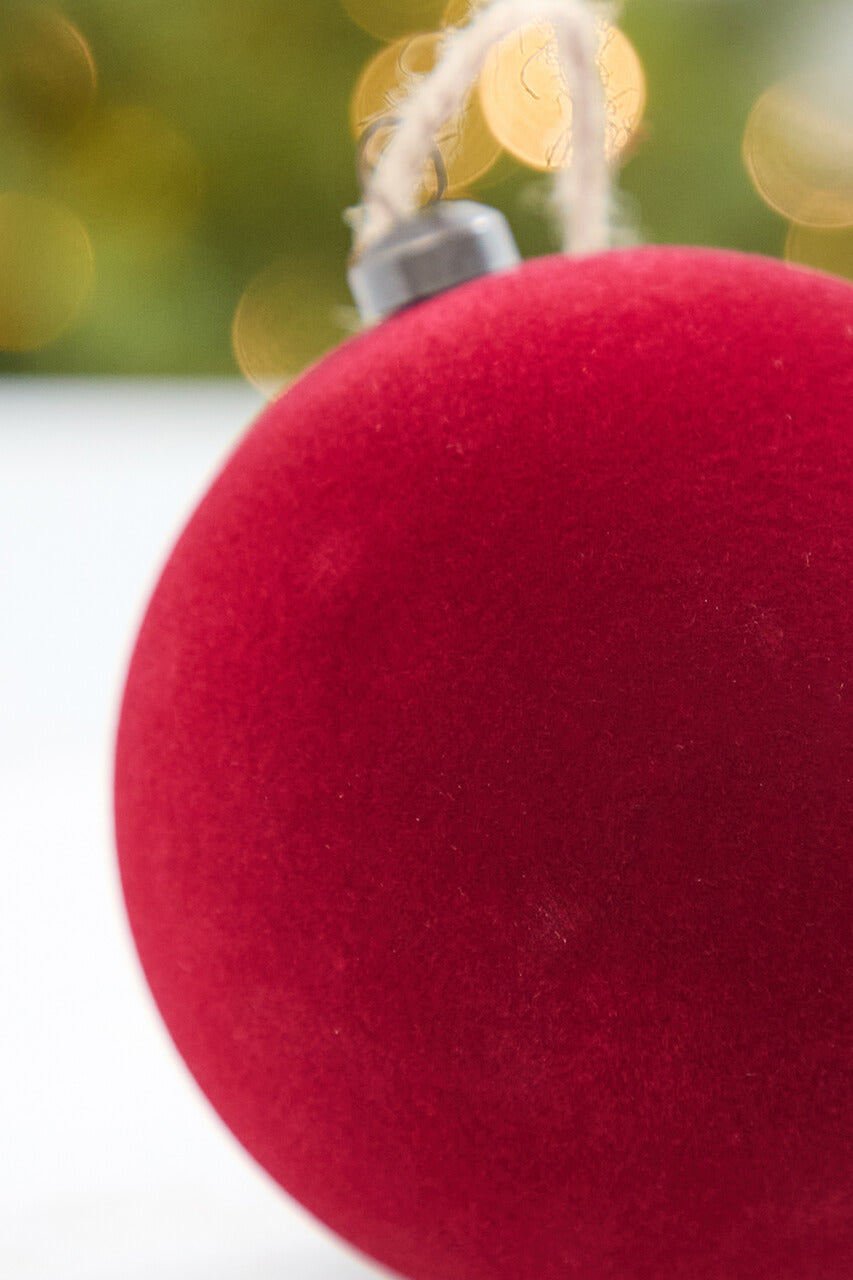4" Burgundy Flocked Ball Ornament
