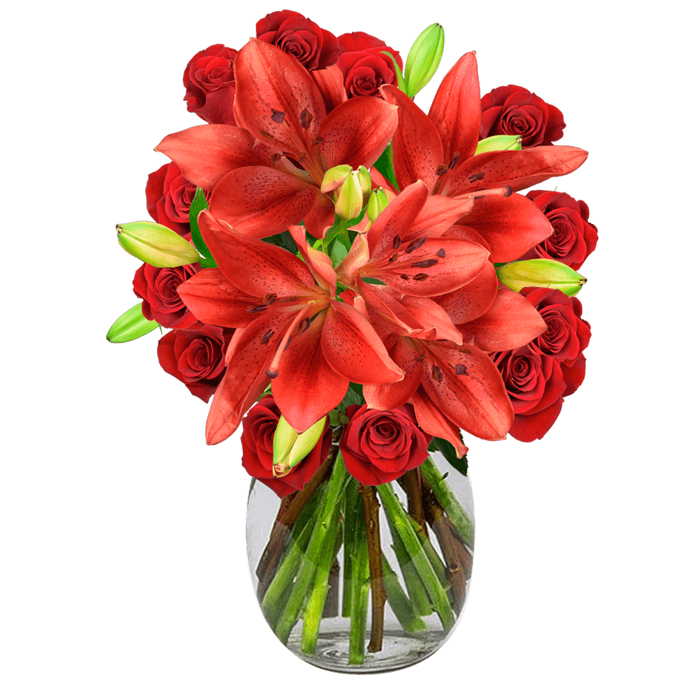 Romantic Rose & Lily Fresh Flower Bouquet Premium Floral Gift
