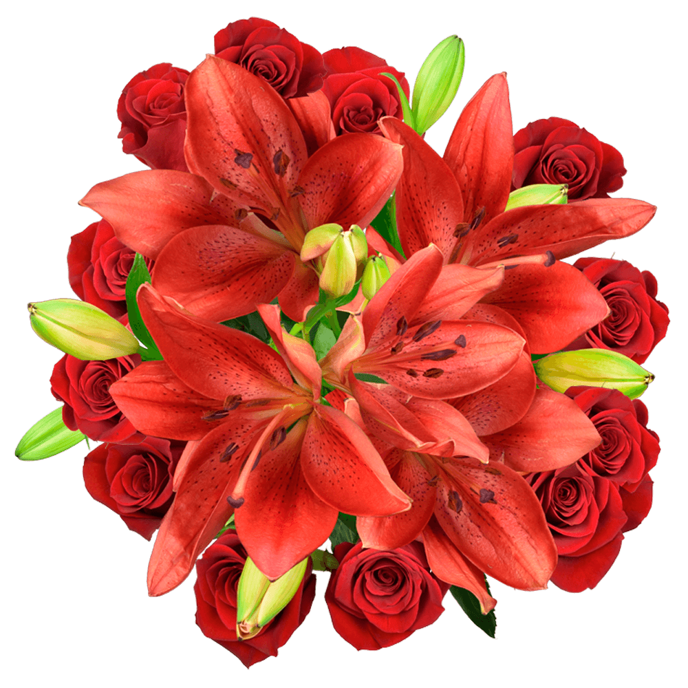 Romantic Rose & Lily Fresh Flower Bouquet Premium Floral Gift