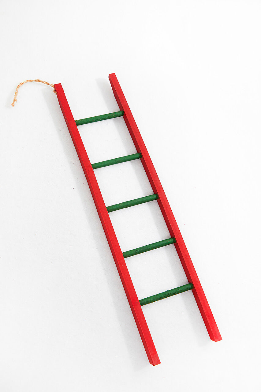 16" Red & Green Wood Ladder Ornament
