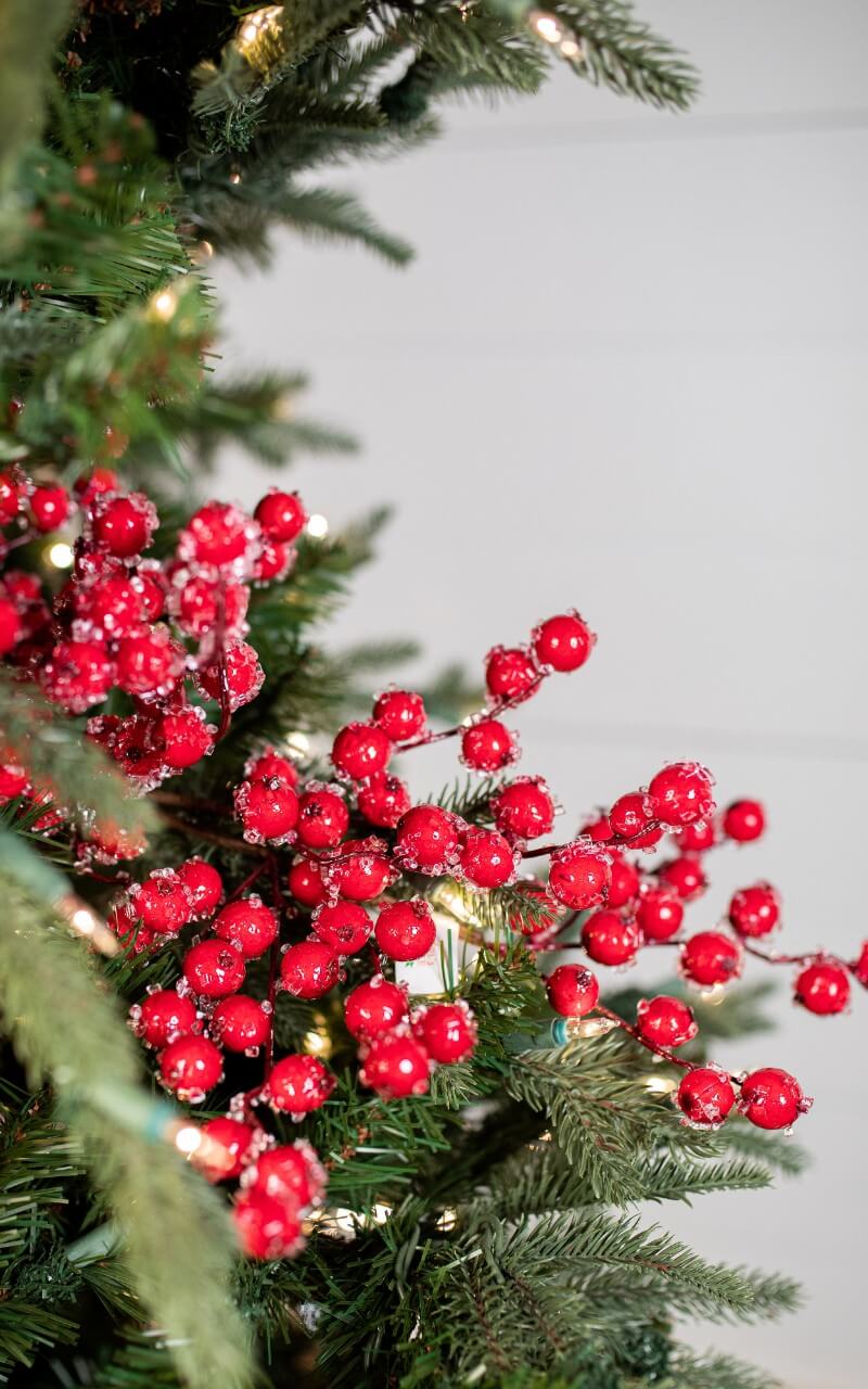 29” Red Iced Crabapple Christmas Sprays (Weather Resistant)