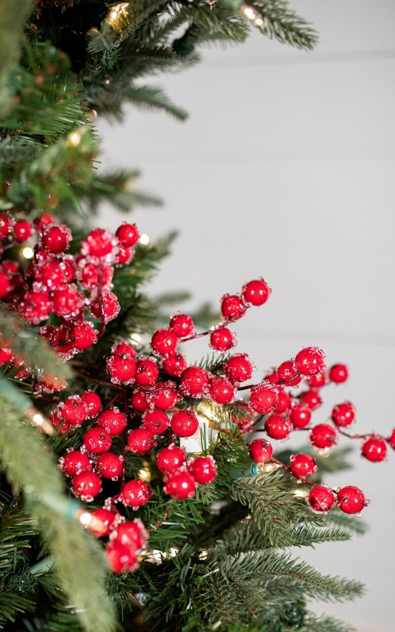 29 Inch Red Iced Crabapple Christmas Spray (Weather Resistant)