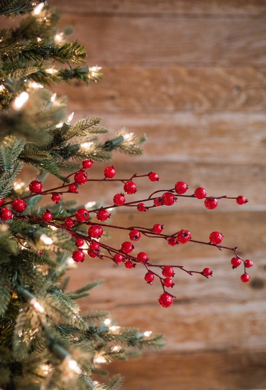 30” Mini Red Pomegranate Christmas Spray