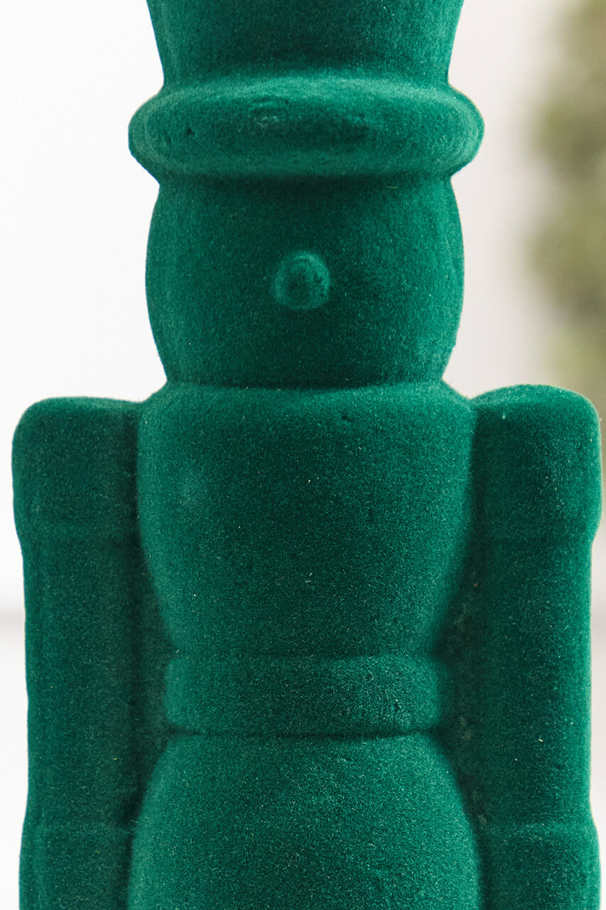 13" Flocked Green Nutcracker Ornament