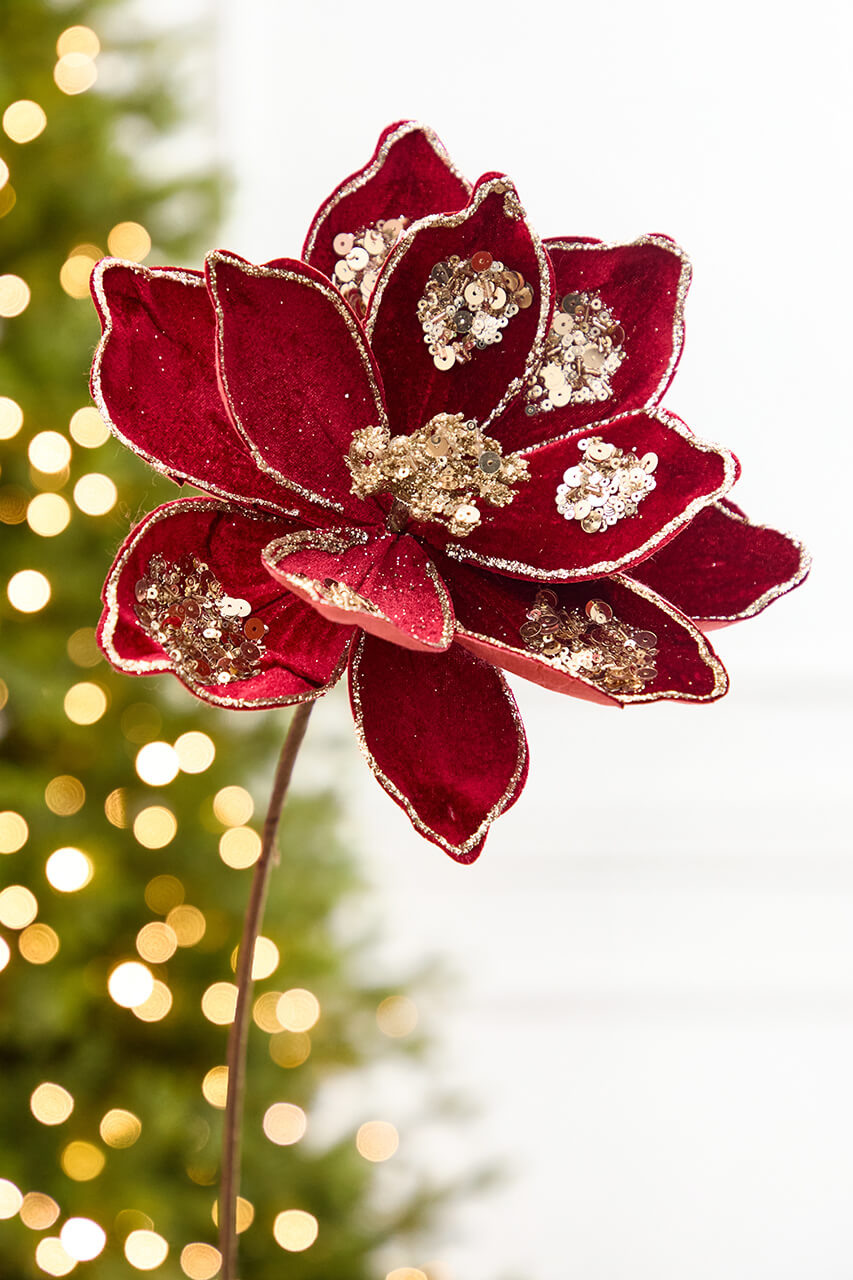19" x 10" Burgundy Magnolia Stem