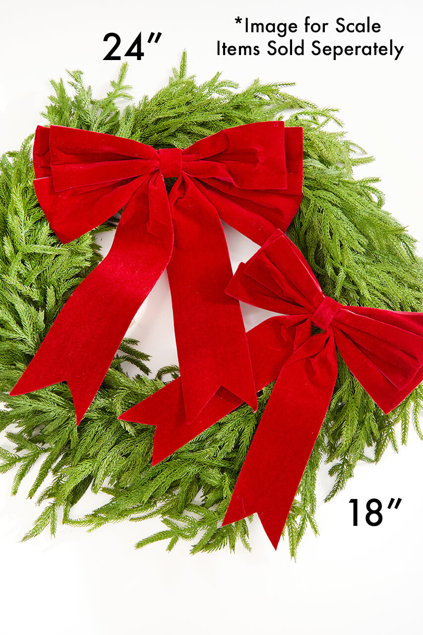 18" Red Velvet Premade Bow with Dove Tail