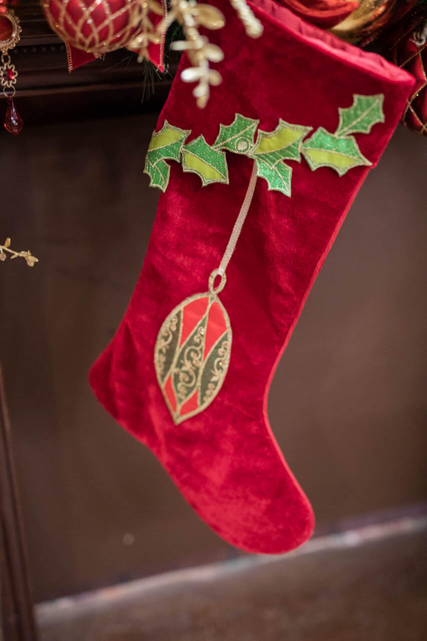 25" Velvet Hanging Ornaments Stocking
