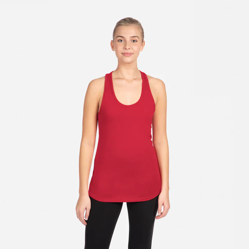 Next Level 1533 Women's Tank Top Cotton Poly Jersey Fabric - Red Racerback, 30 Singles, 135 Grams, Tear Away Label (1 Unit)