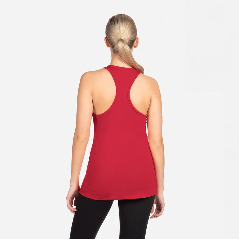 Next Level 1533 Women's Tank Top Cotton Poly Jersey Fabric - Red Racerback, 30 Singles, 135 Grams, Tear Away Label (1 Unit)