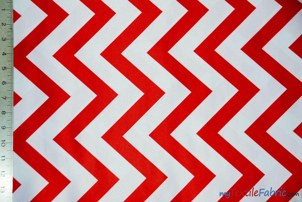 Chevron Lamour Satin Polyester Fabric - Chevron Print, 58/60" Width, Multiple Colors (1 Yard)