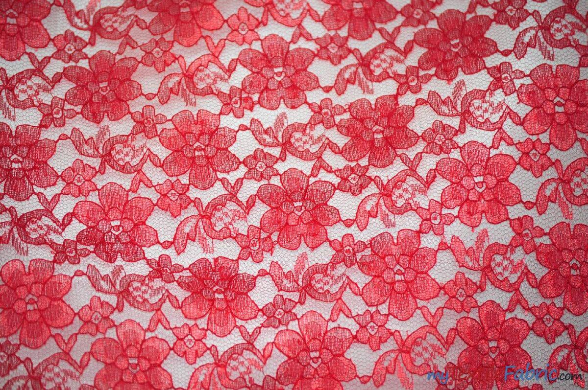 Raschel Lace Polyester Fabric - Floral Sheer Lace, 58/60" Width (1 Yard)