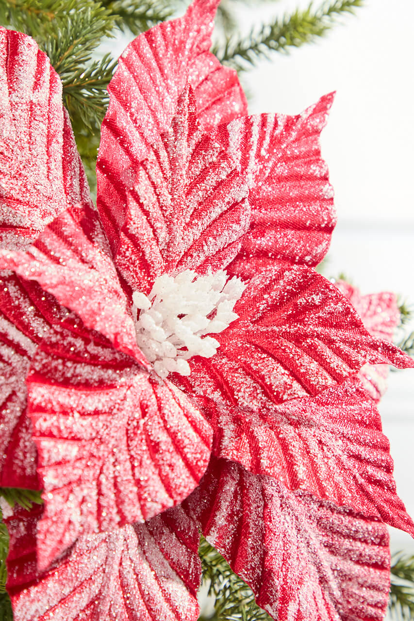 24” Striped Poinsettia Christmas Tree Flower