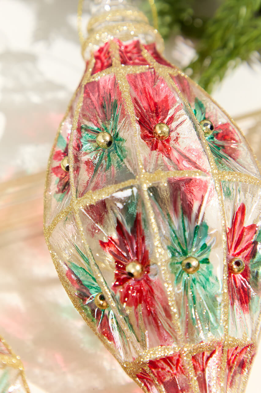 4–6 Inch Red/Green Faceted Glass Ball/Finial Ornament