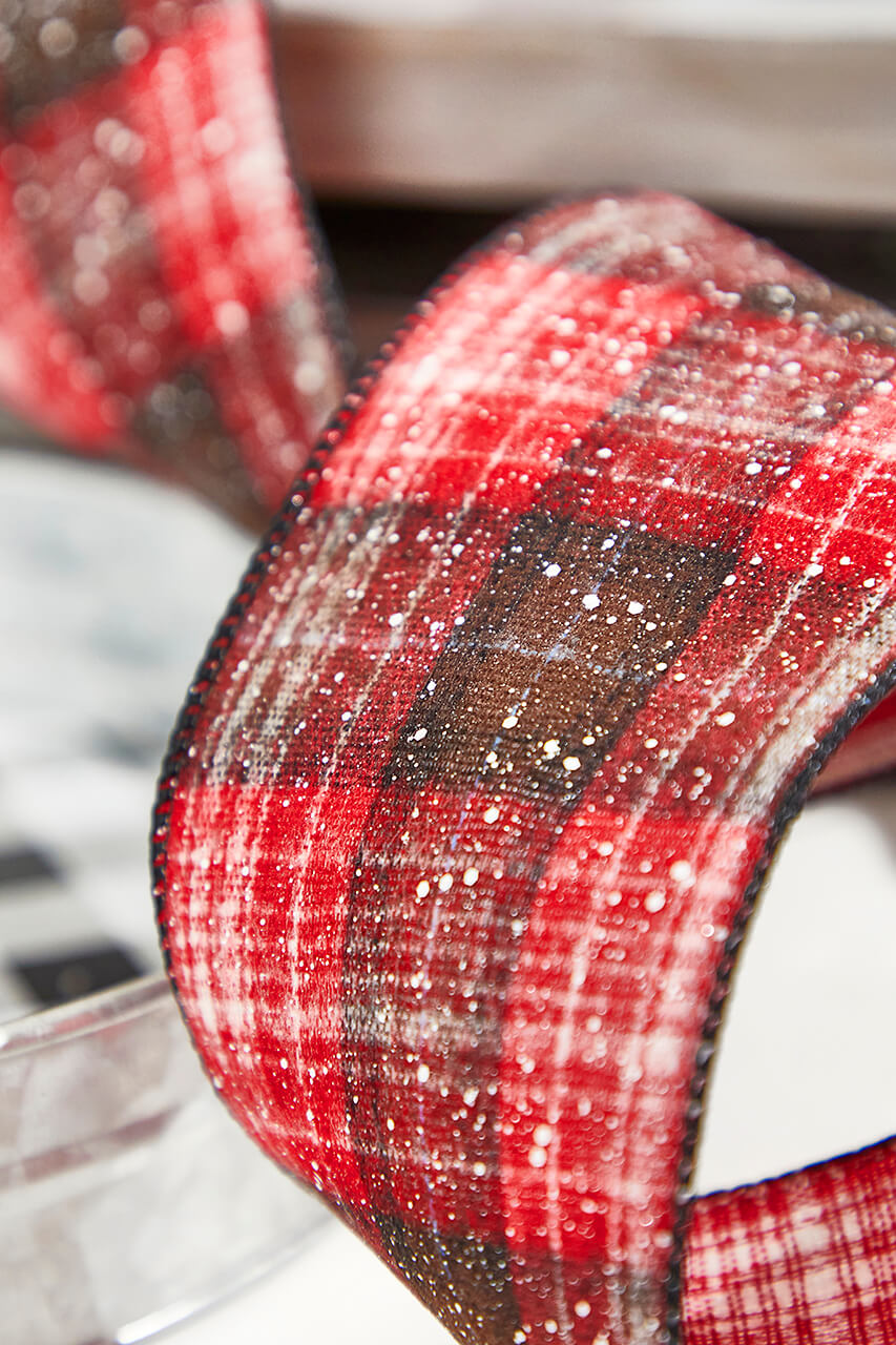4” x 10 Yard Snowy Plaid Wired Ribbon