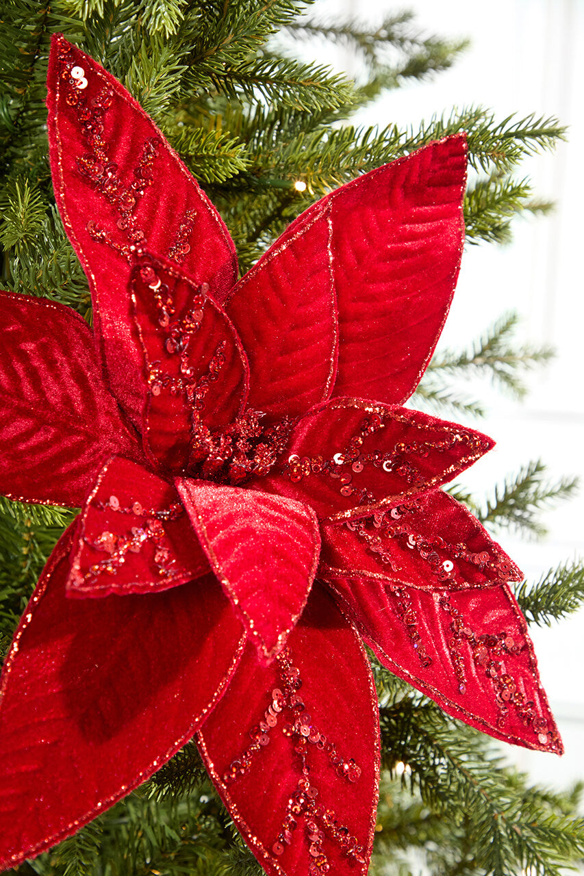 20" x 15" Velvet Jewel Poinsettia Stem