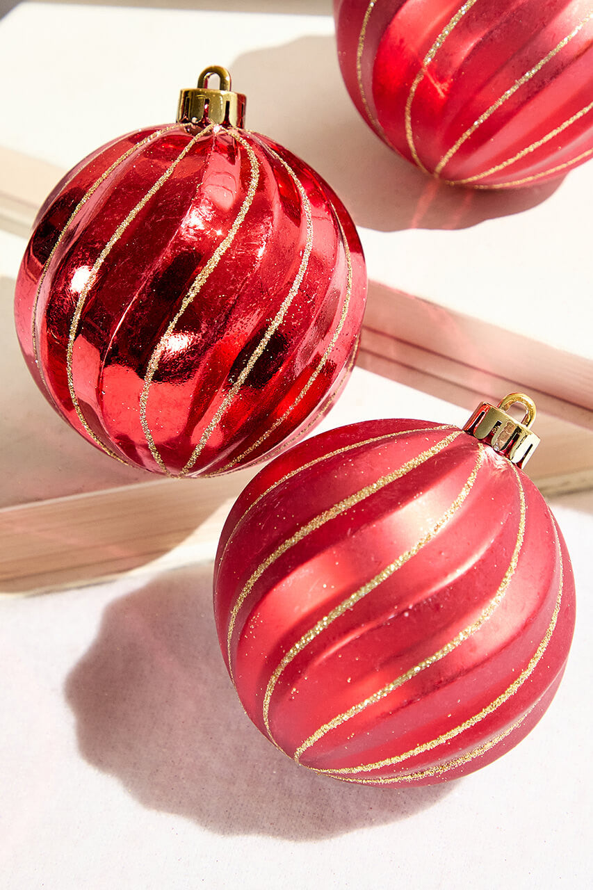 Red Shatterproof Ornaments Set of 6 3 Inch Christmas Decor