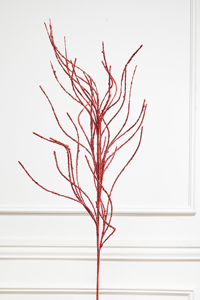 47” Glitter Sequin Wispy Willow Christmas Spray - Red