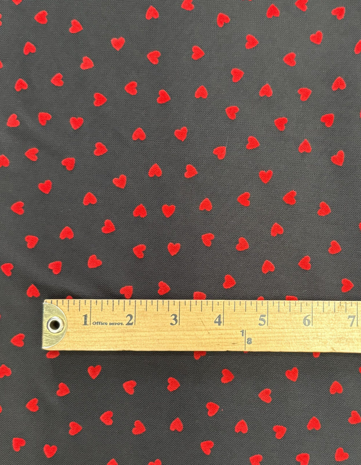 Red Flocked Hearts Power Mesh Fabric - Red Hearts, Black Mesh, 58" Width (1 Yard)