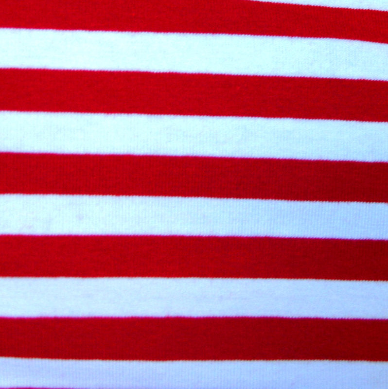 Cotton Lycra Jersey Knit Red and White Stripes 24" Remnant