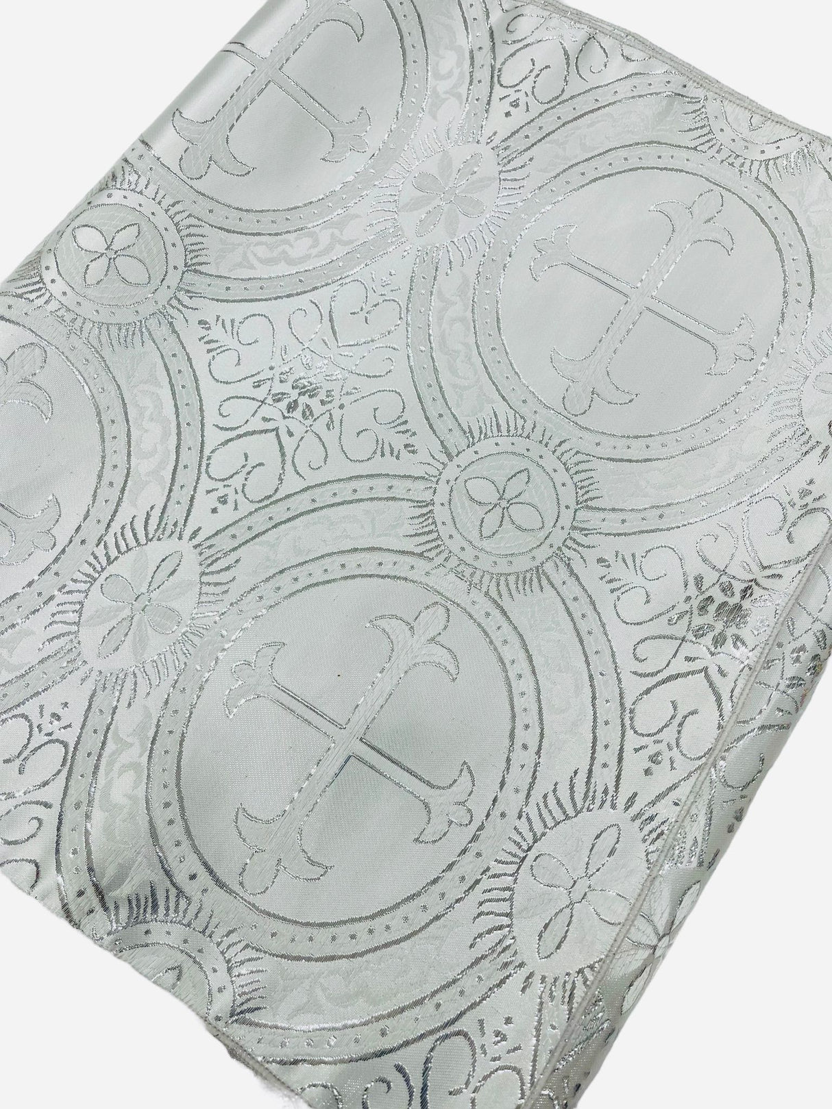 Religious Brocade Runner Tablecloth Brocade Fabric - Ecclesiastical Jacquard, Cross Motif, 14" Wide x 60" Long (1 Yard)