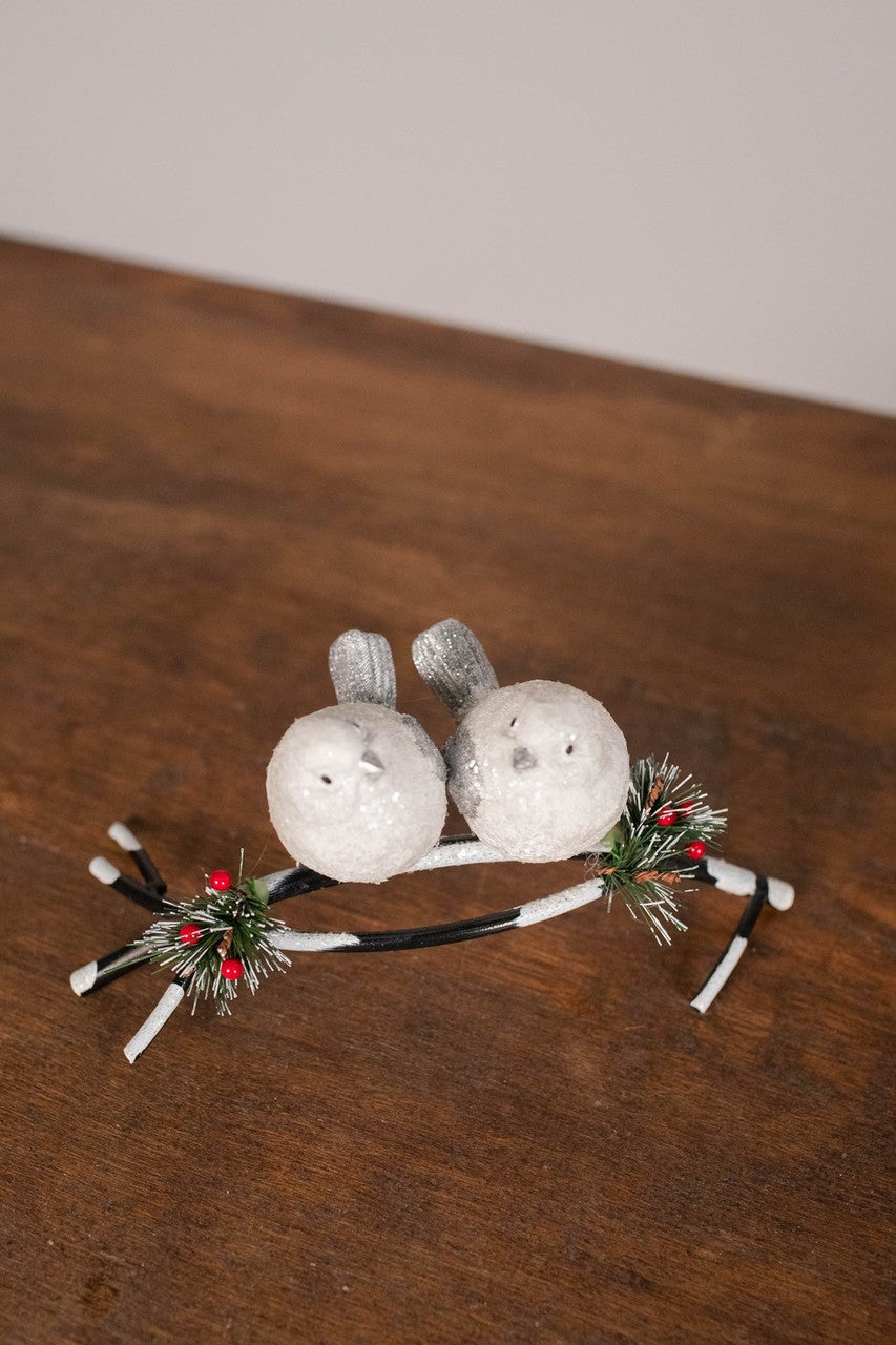 9 Inch Resin/Metal Elegant Birds on Branch Decorative Christmas Tabletop Ornament