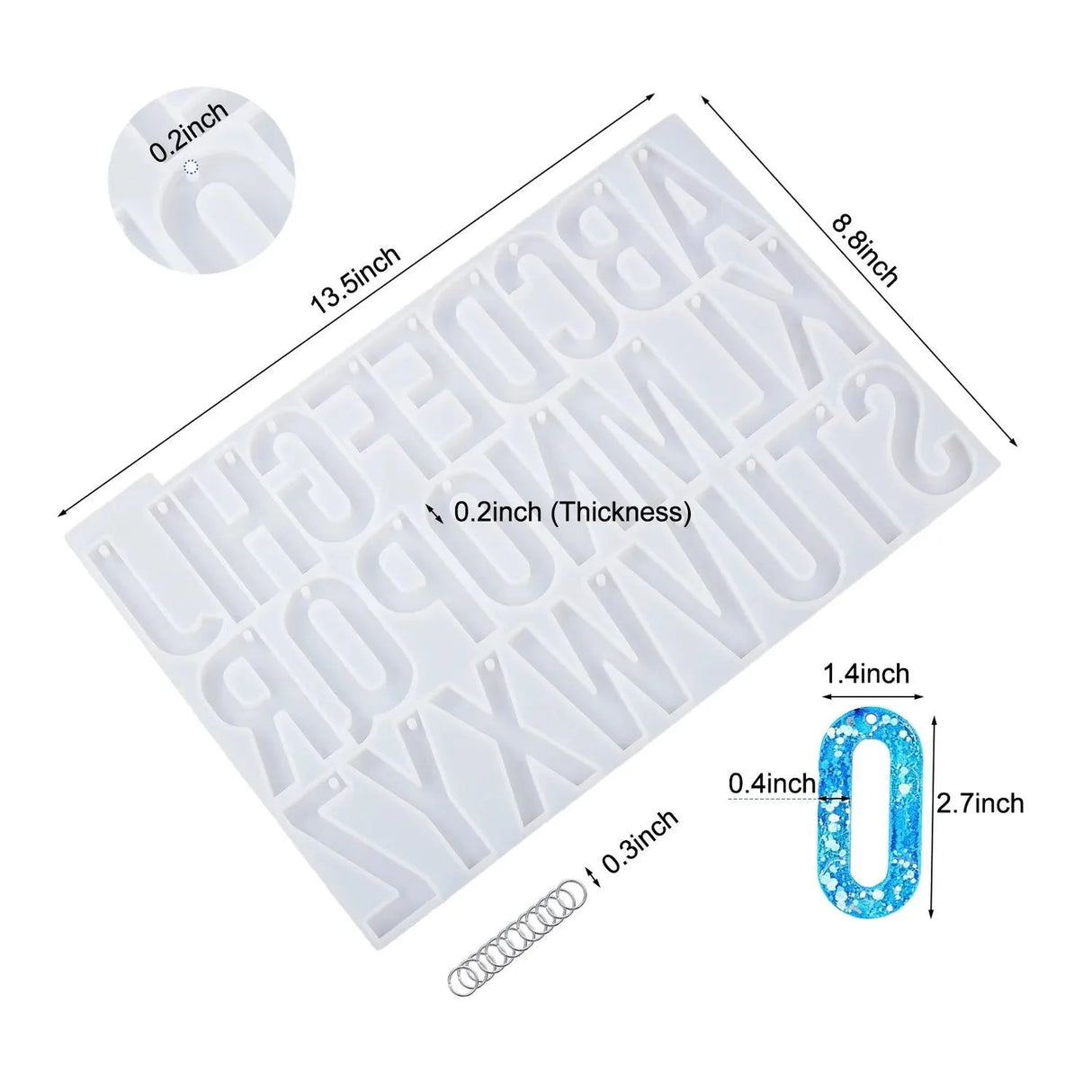 রজন সিলিকন ছাঁচ - ছিদ্রযুক্ত বর্ণমালা কীচেন