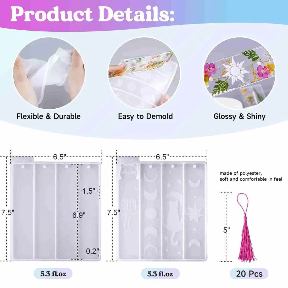 রজন সিলিকন ছাঁচ - ফাঁকা এবং বিড়াল বুকমার্ক